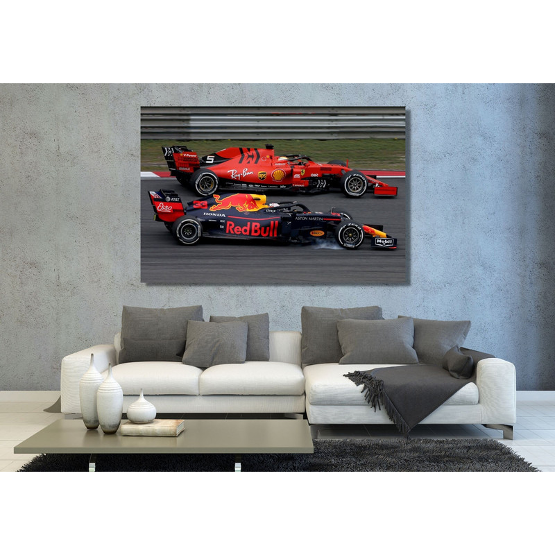 Max Verstappen vs Sebastian Vettel Wall Art , Max Verstappen Poster,Sebastian Vettel Canvas Print , Red Bull Racing Wall Art,Ferrari Canvas.jpg