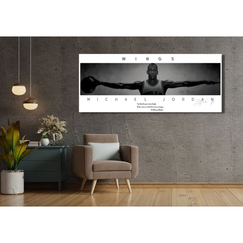 Michael Jordan Wings Wall Art Michael Jordan Canvas Decor shots Jordan Quotes Poster Michael Jordan sports basketball star Ready to Hang.jpg