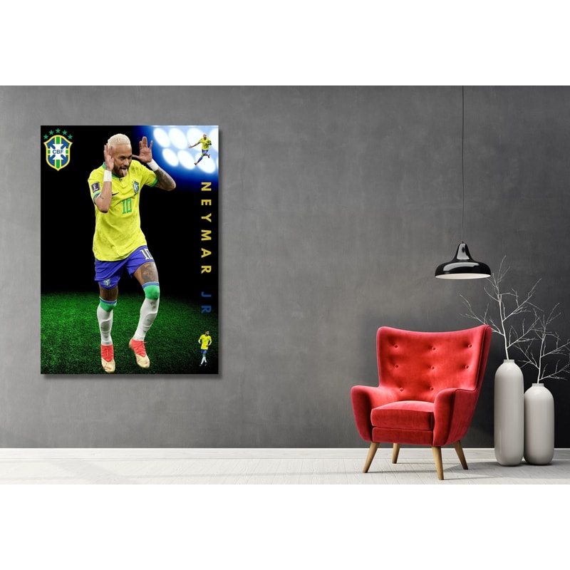 Neymar Ready To Hang Canvas Wall Art, Neymar Poster,Neymar Wall Art,Neymar Canvas,Neymar Art Print,Football Soccer Poster,Man Cave Decor,.jpg