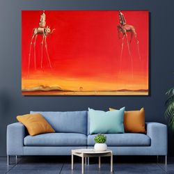 salvador dali elephants canvas wall art,salvador dali painting, reproduction home decor,surreal modern art,salvador dali
