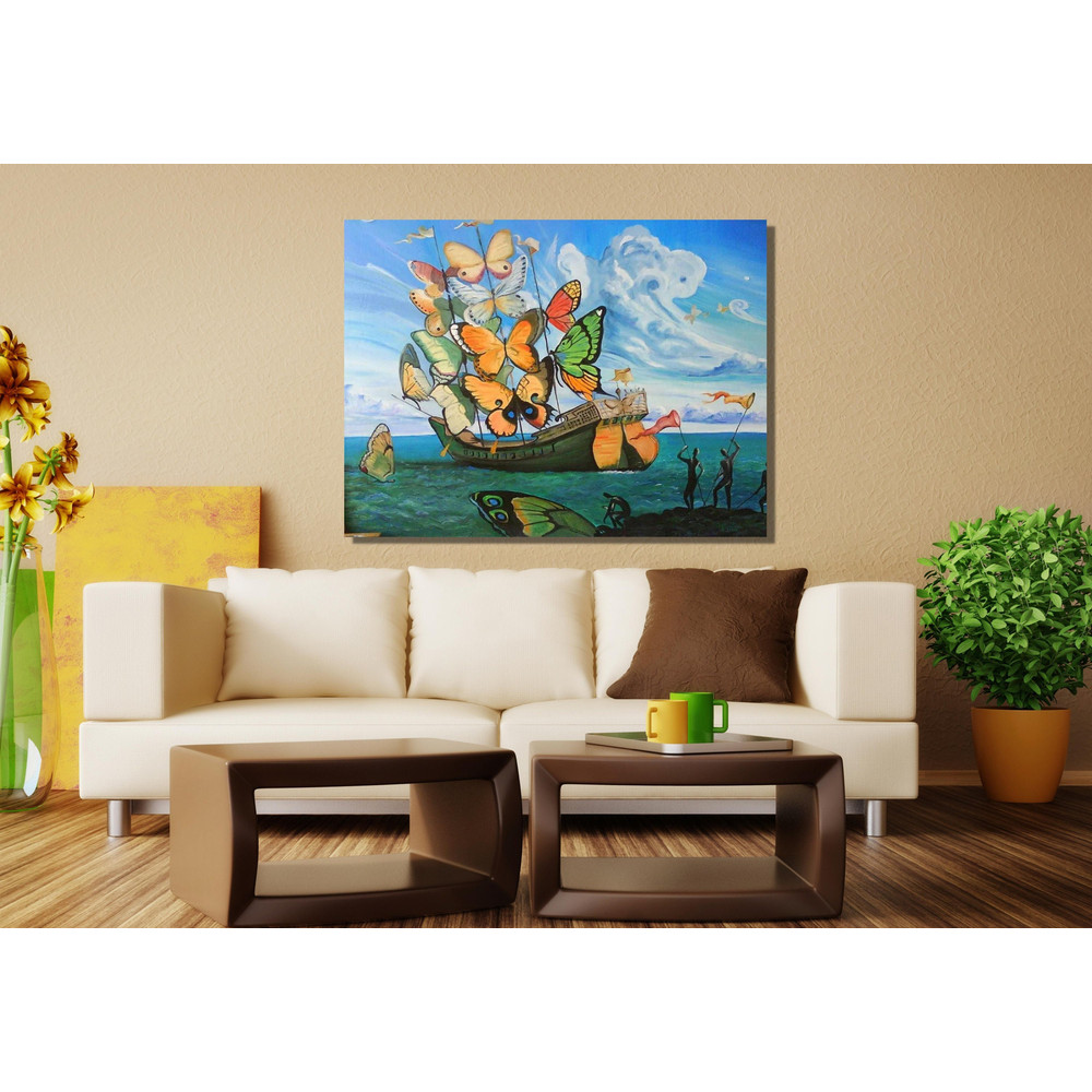 Salvador Dali Ship With Butterfly Sails Canvas Wall Art, Reproduction Home Decor,Salvador Dali Painting,Surreal Modern Art,Ready to Hang.jpg