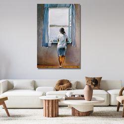 salvador dali the girl at the window canvas wall art,surreal wall art reproduction art,salvador dali painting,surreal wa