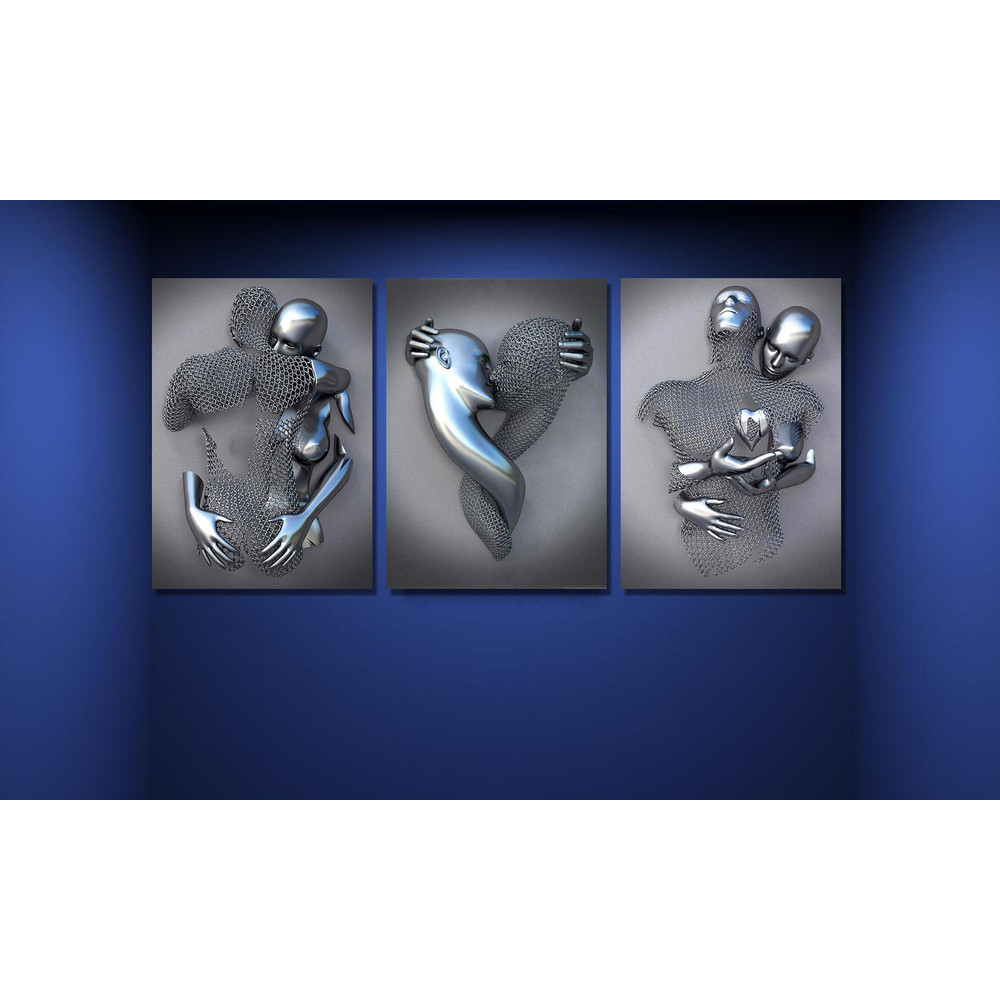 Set of 3 Love Heart Canvas Print, Canvas 3D Effect, Love Heart Wall Art, Hugging Couple Painting , Couple Wall Decor , Canvas Love Heart Art.jpg