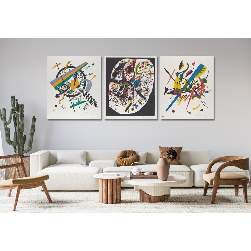 Set of 3 Wassily Kandinsky Small World Canvas Wall Art, Abstract Gallery Exhibition PosterWassily Kandinsky Painting Framed Ready to Hang.jpg