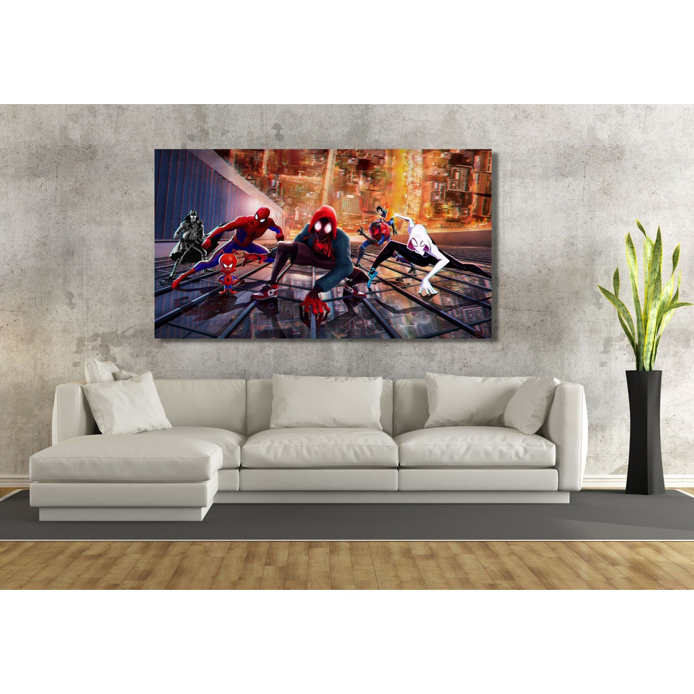 Spider-Man Across The Spider-Verse Canvas Wall Art Spider-Man Across The Spider-Verse Poster Spiderman Wall Hanging, Kids Room Decor.jpg