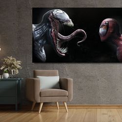 spiderman vs venom canvas wall art,venom spiderman print,spiderman art,spiderman poster,marvel poster decor,kids room de