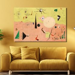 the hunter by joan miro canvas wall art,joan miro painting,joan miro print,surreal wall art,joan miro poster, ready to h