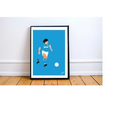diego maradona napoli ii white poster print. a4/a3,