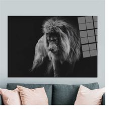 glass art gift, lion glass wall art, canvas