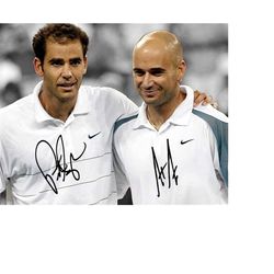 pete sampras andre agassi tennis legends signed photo