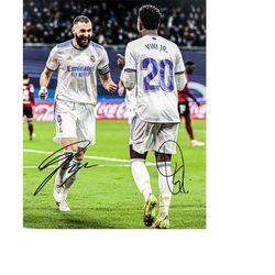 karim benzema vinicius jr real madrid signed photo