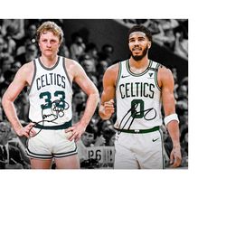 larry bird jayson tatum boston celtics signed photo