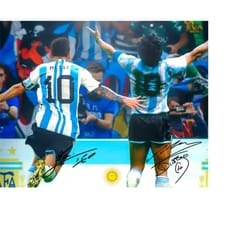 diego maradona lionel messi signed photo autograph print