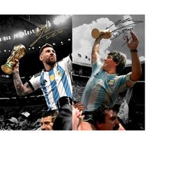 diego maradona lionel messi argentina soccer goats signed