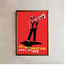 1998 nyc jazz festival poster - saxophone -