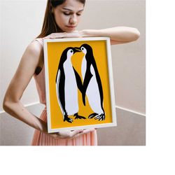 penguin couple poster print - giclee - nursery