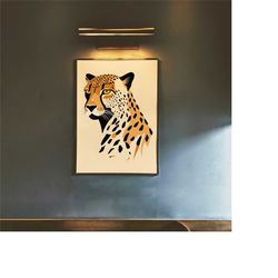 amazon jungle cat poster, leopard art print, animal