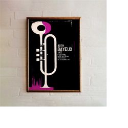 retro bayeux jazz festival poster - trumpet wall