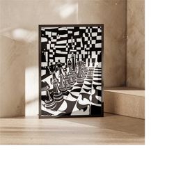 retro chess poster - vintage checker poster -