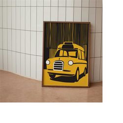 nyc yellow taxi poster - nursery poster, new