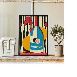 italian wine poster - wine advertising print, minimalist