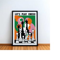 let's play chess poster - vintage advertising -