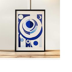 blue moon abstract poster - painting giclee art