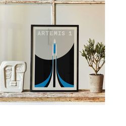 artemis 1 rocket poster - moon rocket minimalist