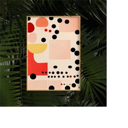 pink and red mid-century modern poster | abstract