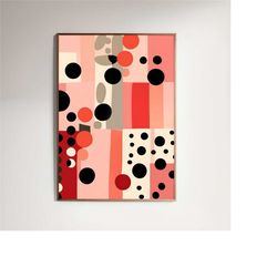 mid-century modern pink and red poster | abstract