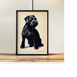 black terrier retro poster - giclee painting wall