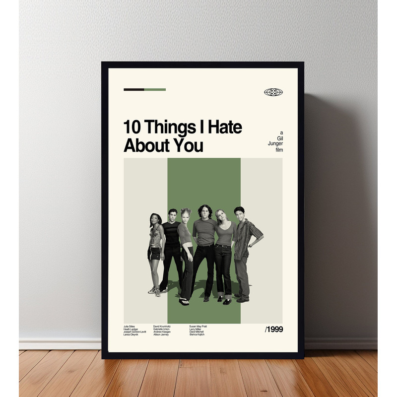 10 Thing Movie Poster, 10 Thing Print, Retro Movie Poster, Minimalist Art Print, Vintage inspired, Midcentury Art, Wall Art.jpg