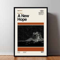 a new hope poster, a new hope print, modern movie poster, wall decor, vintage retro print, custom poster, home decor, wa