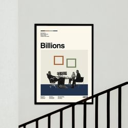 billions movie poster, retro movie poster, minimalist poster, retro modern, vintage poster, classic movie art, high qual