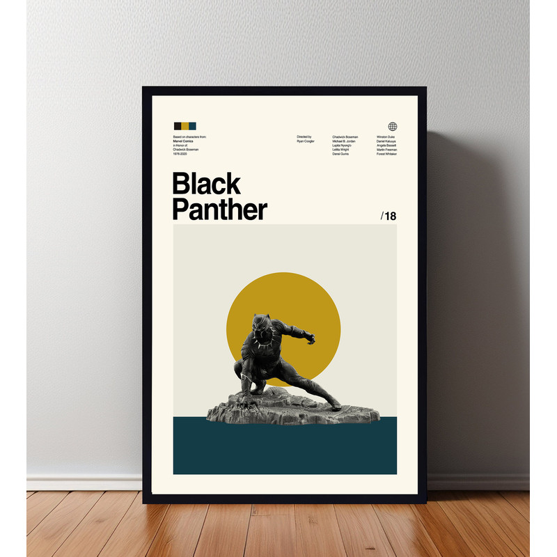 Black Panther Poster, Black Panther Print, Custom Poster, Vintage Inspired Poster, Vintage Poster, Minimalist Art, High Quality, Wall Art.jpg