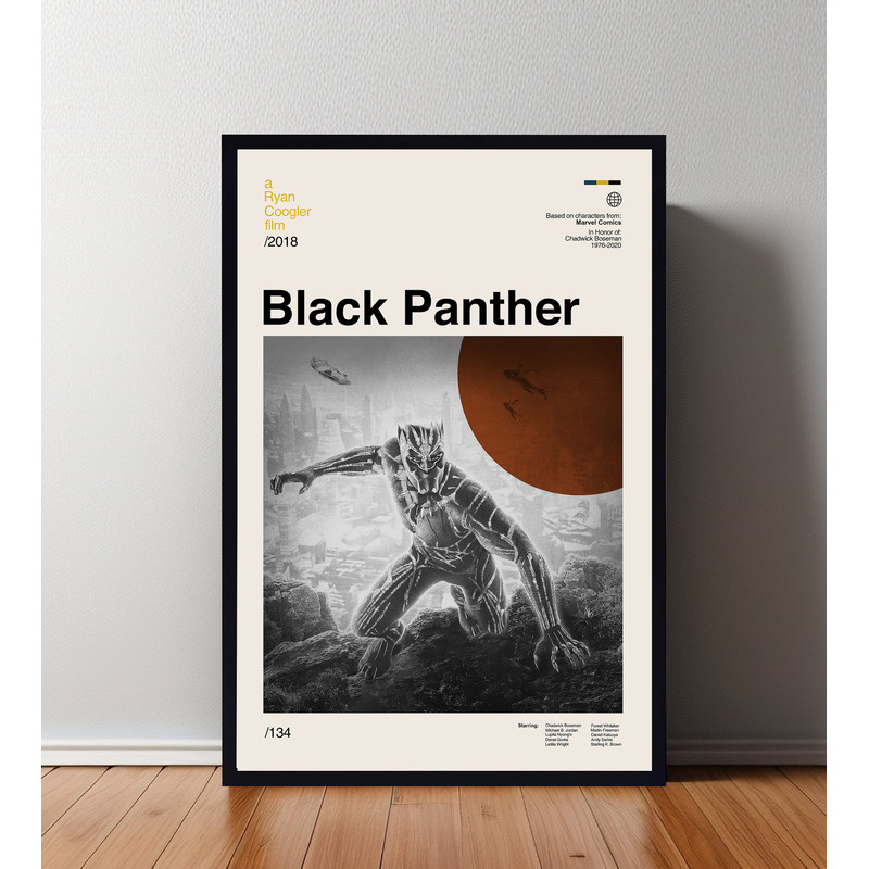 Black Panther Poster, Black Panther Print, Retro Movie Poster, Room Decor, Custom Poster, Wall Art Print, Home Decor, Minimalist Wall Art 1.jpg