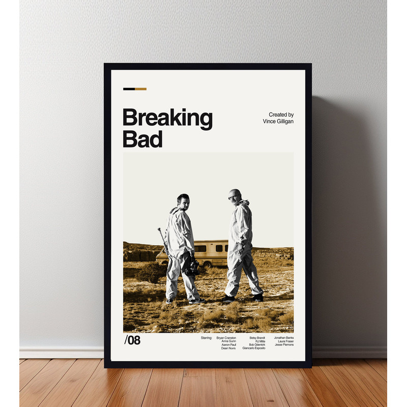 Breaking Bad Movie Poster, Breaking Bad Print, Minimalist Poster, Retro Modern, Vintage Poster, Midcentury Art, Wall Art, Home Art.jpg