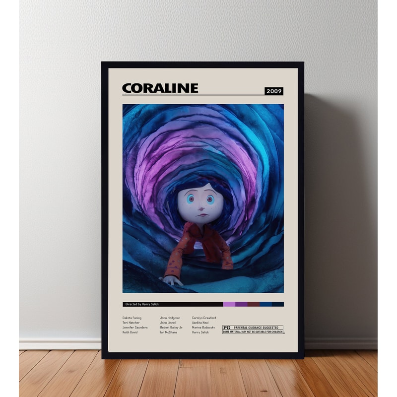 Coraline Movie Poster, Coraline Print, Minimalist Poster, Retro Modern, Vintage Poster, Midcentury Art, Wall Art, Home Decor, Home Art.jpg