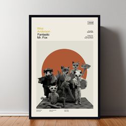 fantastic mr fox poster, fantastic mr fox print, minimalist movie, vintage retro, abtract poster, aesthetic poster, vint