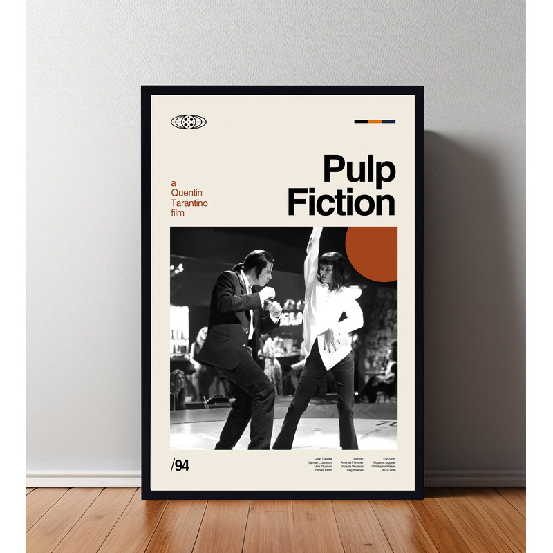 Pulp Fiction Movie Poster, Pulp Fiction Print, Minimalist Poster, Retro Modern, Vintage Poster, Midcentury Art, Wall Art, Home Decor.jpg