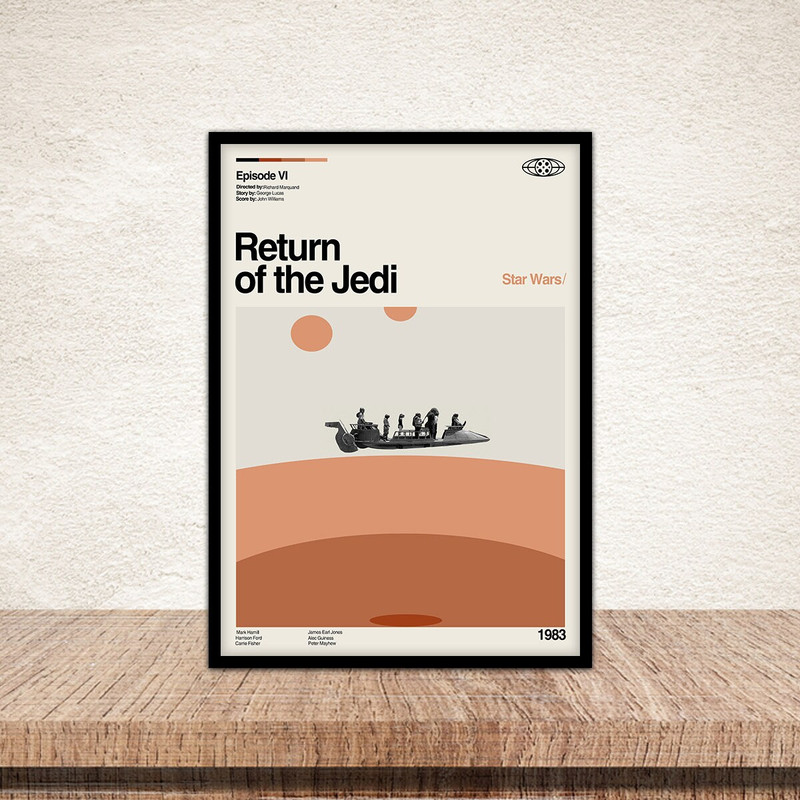 Return Of The Jedi Poster, Modern Star Wars, Retro Modern, Vintage Art, Wall Art, Frame Option, Vintage Movie, Modern Art, Custom Poster.jpg