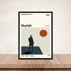skyfall movie poster, modern movie poster print, skyfall poster,  wall decor, vintage poster, minimalist art, modern art