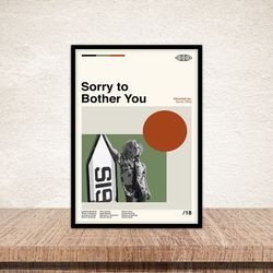sorry to bother you poster, retro modern poste, minimalist art, midcentury art, classic movie, vintage poster, retro vin