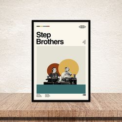 step brothers poster, retro modern poster, vintage movie poster, minimalist art, wall art, wall decor, poster print, cu