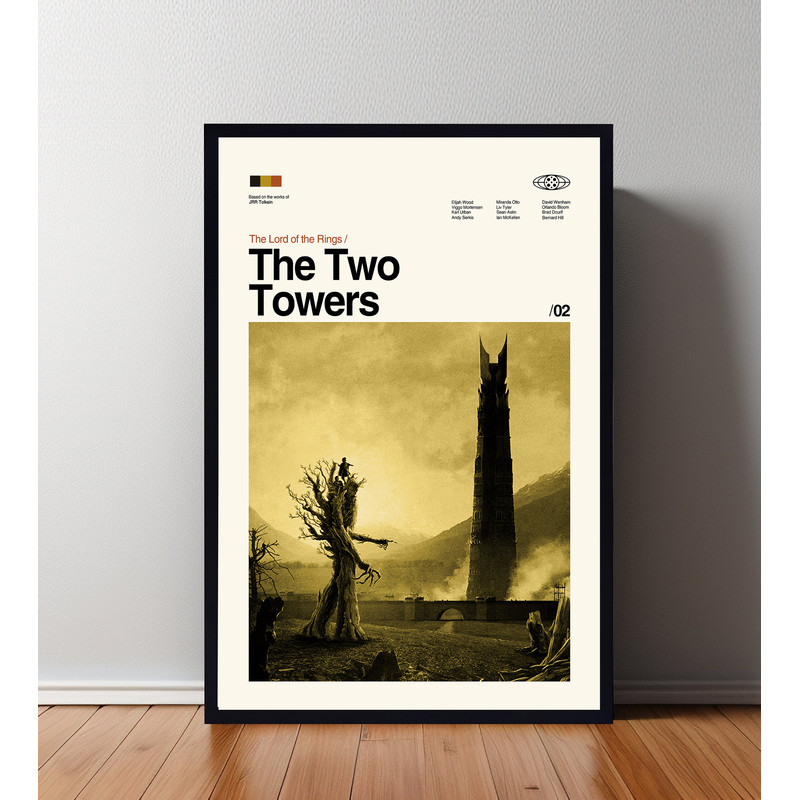 The Two Tower Poster, The Two Tower Print, Retro Movie Poster, Room Decor, Custom Poster, Wall Art Print, Home Decor, Minimalist Wall Art.jpg