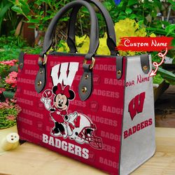 NCAA Wisconsin Badgers Minnie Women Leather Hand Bag
