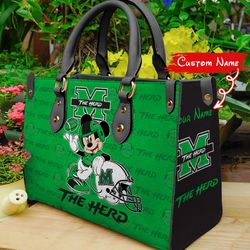 ncaa marshall thundering herd mickey women leather hand bag