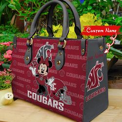 NCAA Washington State Cougars Minnie Women Leather Hand Bag