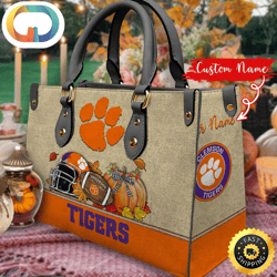 NCAA Clemson Tigers Autumn Women Leather Bag