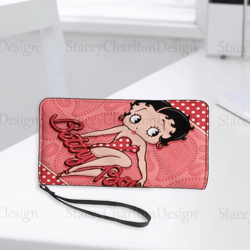 betty boop leather handbag and wallet, cartoon women shoulder bag, movie handbag, betty boop lover gift, custom handbag